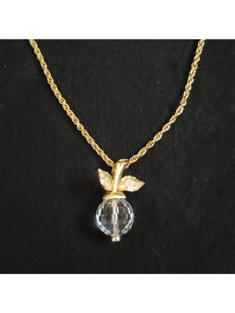 Vintage Swarovski Necklace Apple Pendant Fruit 30" - Picture 3 of 9